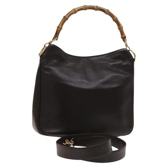 GUCCI Bamboo Shoulder Bag Leather Brown Gold 001 3444 001 3444 - Picture 1 of 16